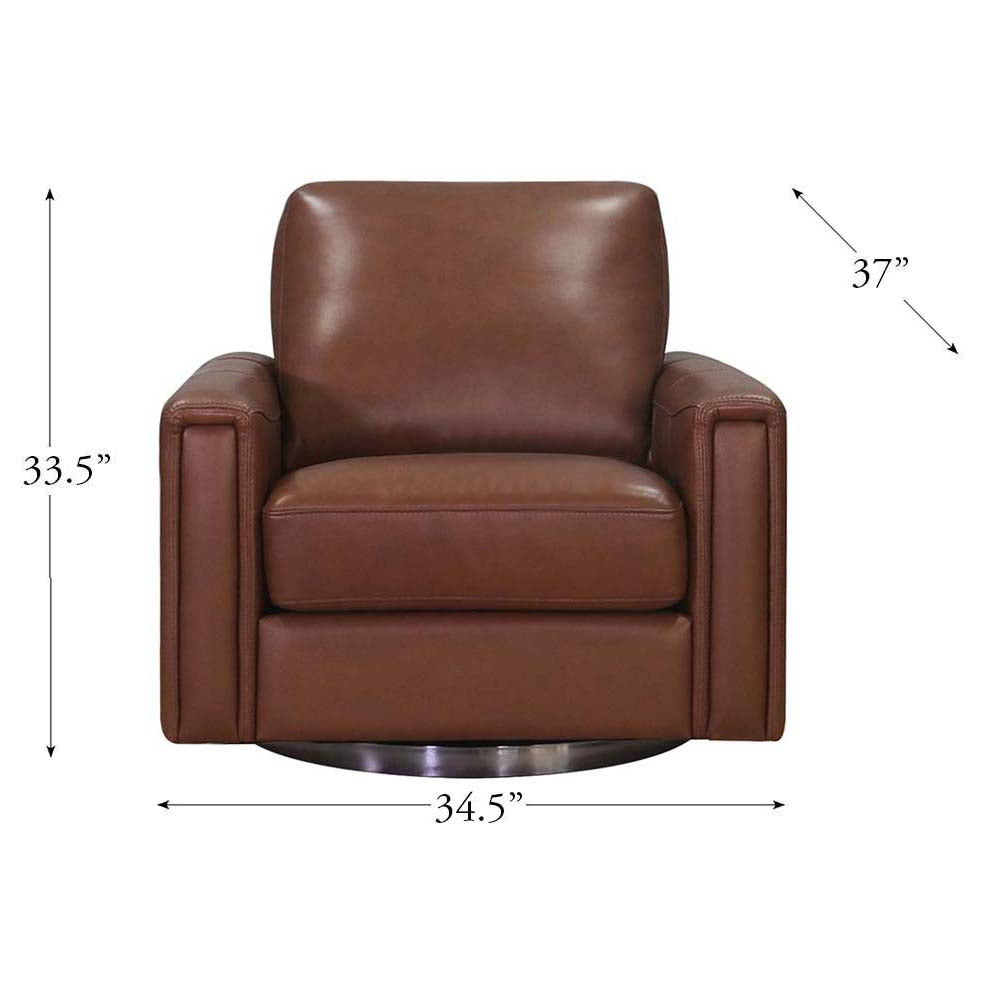 Hayward Swivel Leather Chair Pecan Memory Foam Genuine Leather