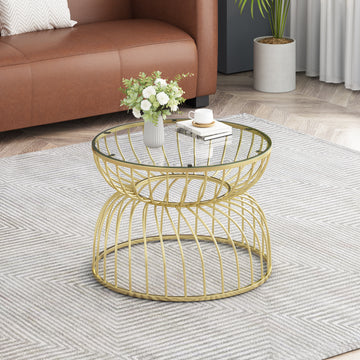 Golden Coffee Table Gold Glass Metal