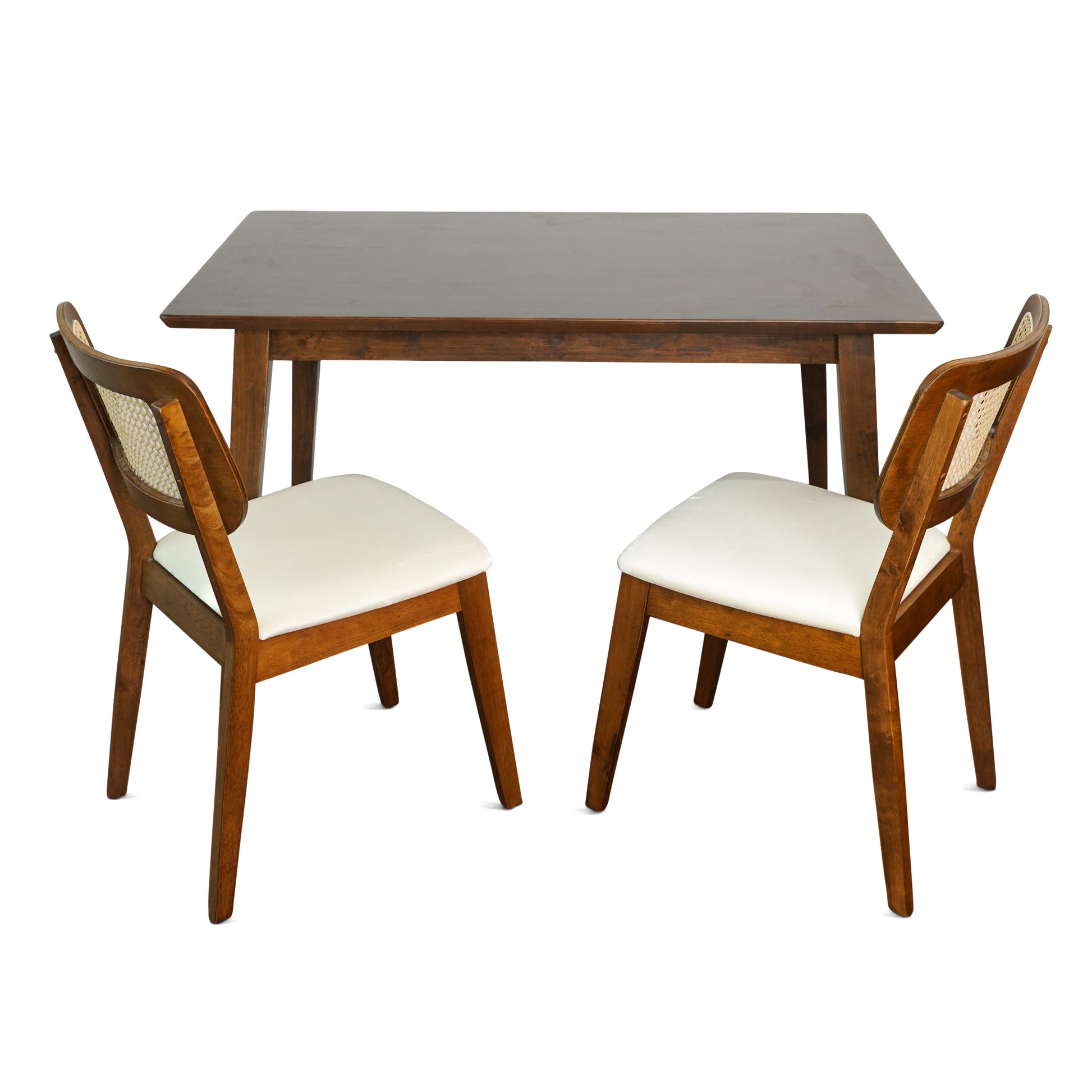Kaden Cream Velvet Dining Chair Set Of 2 Brown,Cream Brown Rattan,Solid Wood,Velvet
