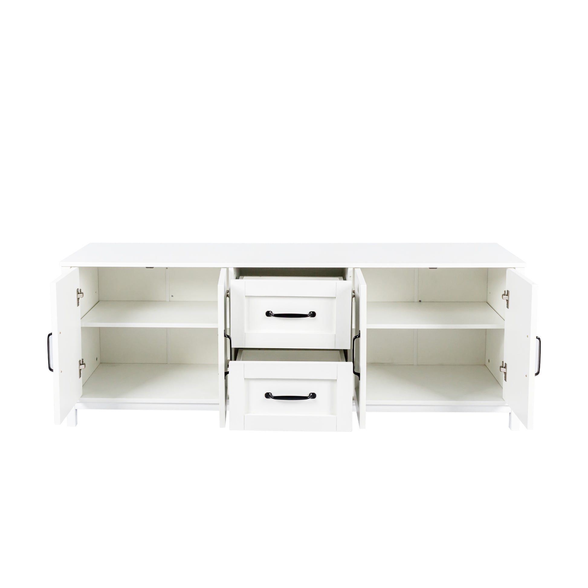 Modern White Tv Stand With Drawers And Cabinet For Organized Entertainment Center White 60 69 Inches Particle Board Mdf