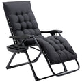 Outsunny Zero Gravity Chair, Folding Reclining Lounge Chair With Padded Cushion, Side Tray For Indoor And Outdoor, Supports Up To 264 Lbs., Black Black Steel