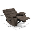 Massage Recliner Brown Polyester