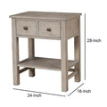 Transitional Nightstand With Two Drawers And Bottom Shelf, Gray Gray Wood