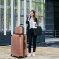 Luggage Sets Abs Pc Hardshell 4Pcs Luggage Hardside Lightweight Durable Suitcase Sets Spinner Wheels Suitcase With Tsa Lock 12 20 24 28 ,Rose Gold Rose Gold Abs Pc