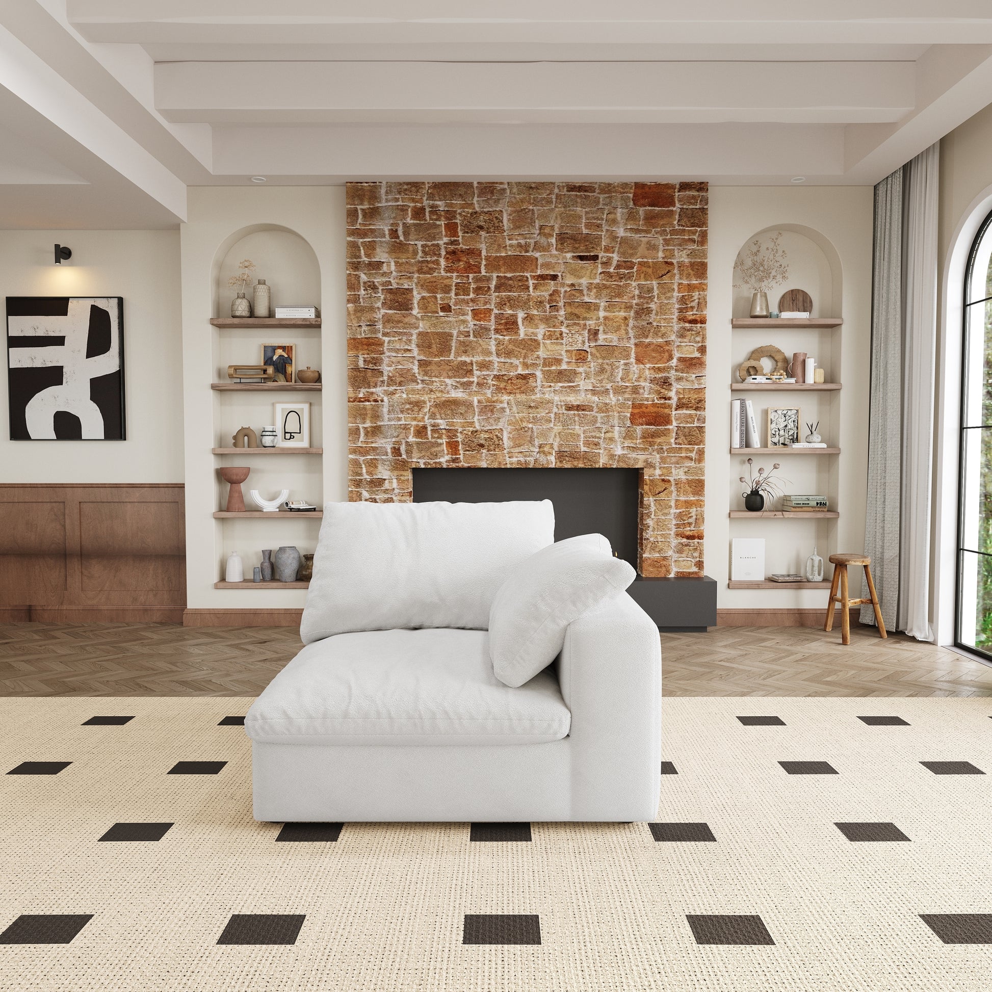 Cloud Modular Sectional Sofa With 2 Storage Ottomans,160.6" Down Filled Comfort U Shaped Sofa Couch For Living Room 4Seaters 2Ottoman White Down Filling,Fabric,Foam 6 Seat