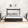 Queen Size Wooden Storage Platform Bed, With 2 Big Drawers, T Size Trundle ,Espresso Queen Espresso Plywood