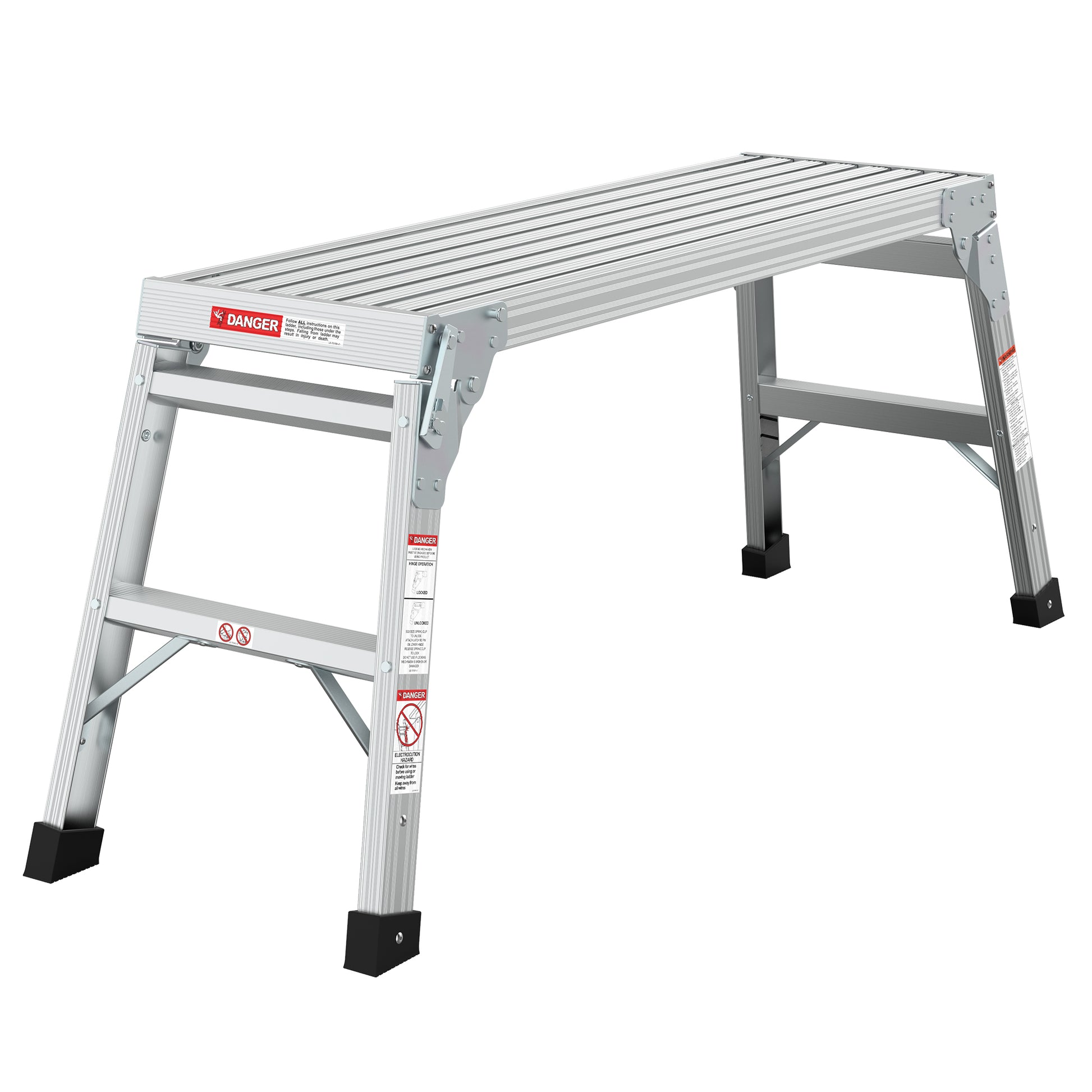 Work Platform Aluminum Portable Bench Folding Ladder Ansi Capacity 225 Lbs 40" Grey Aluminium Alloy