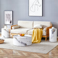 Modern Minimalist Set Of Three Cylinder Marble Patterned Mdf Coffee Tables.The Cylindrical Table With Its Patterned Design Can Be Easily Integrated Into A Variety Of Interior Styles. White Mdf