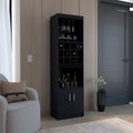 Pisek Bar Cabinet 5 Tier, Wine Cabinet, Liquor Cabinet, 12 Bottle Cubbies, 5 Shelves, Black Black Solid Wood Mdf Engineered Wood