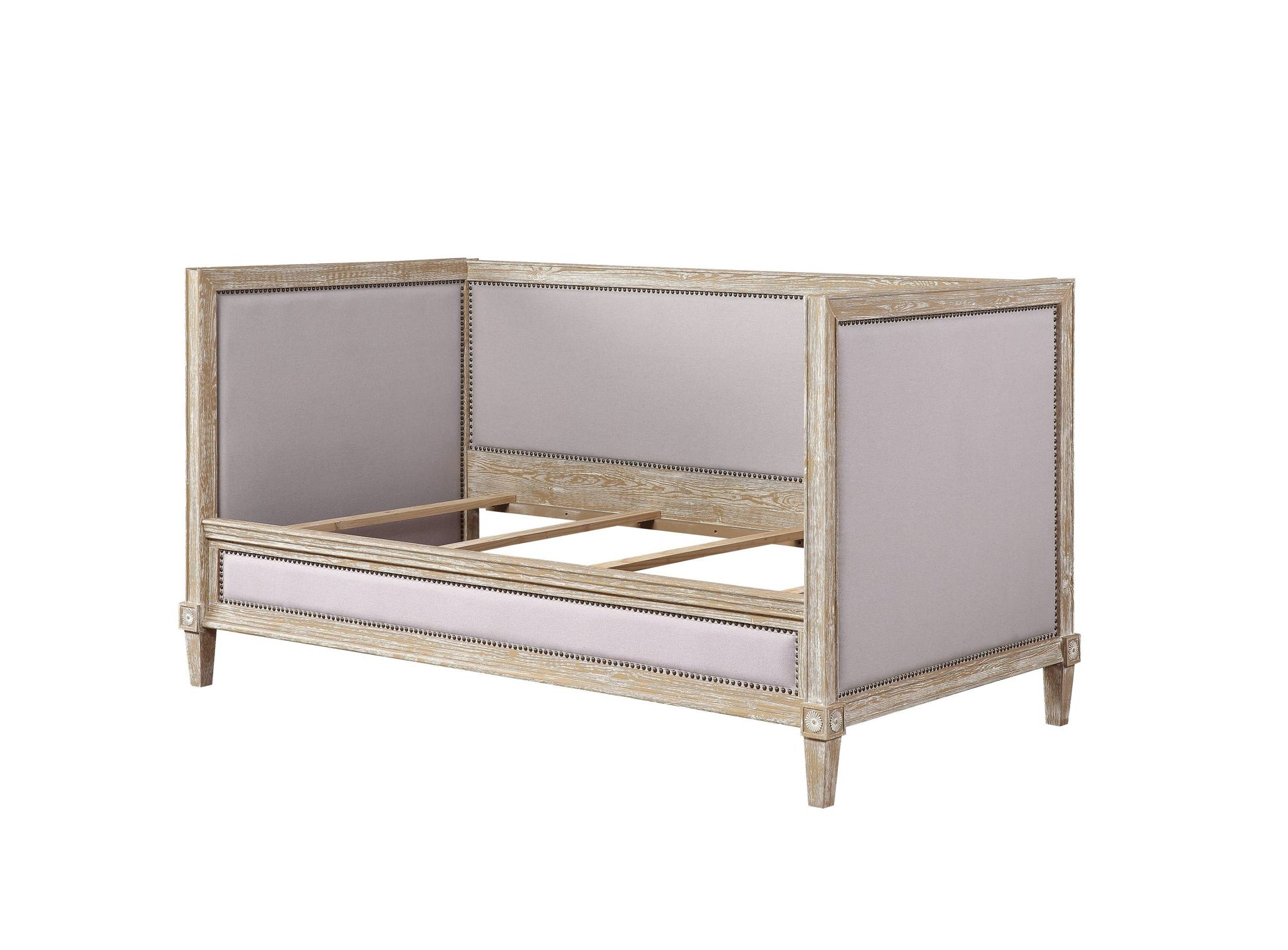 Beige And Weathered Oak Twin Daybed Twin Beige Wood Bedroom Pine Linen Wood