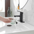 Matte Black Single Handle Low Arc Bathroom Faucet Matte Black Brass