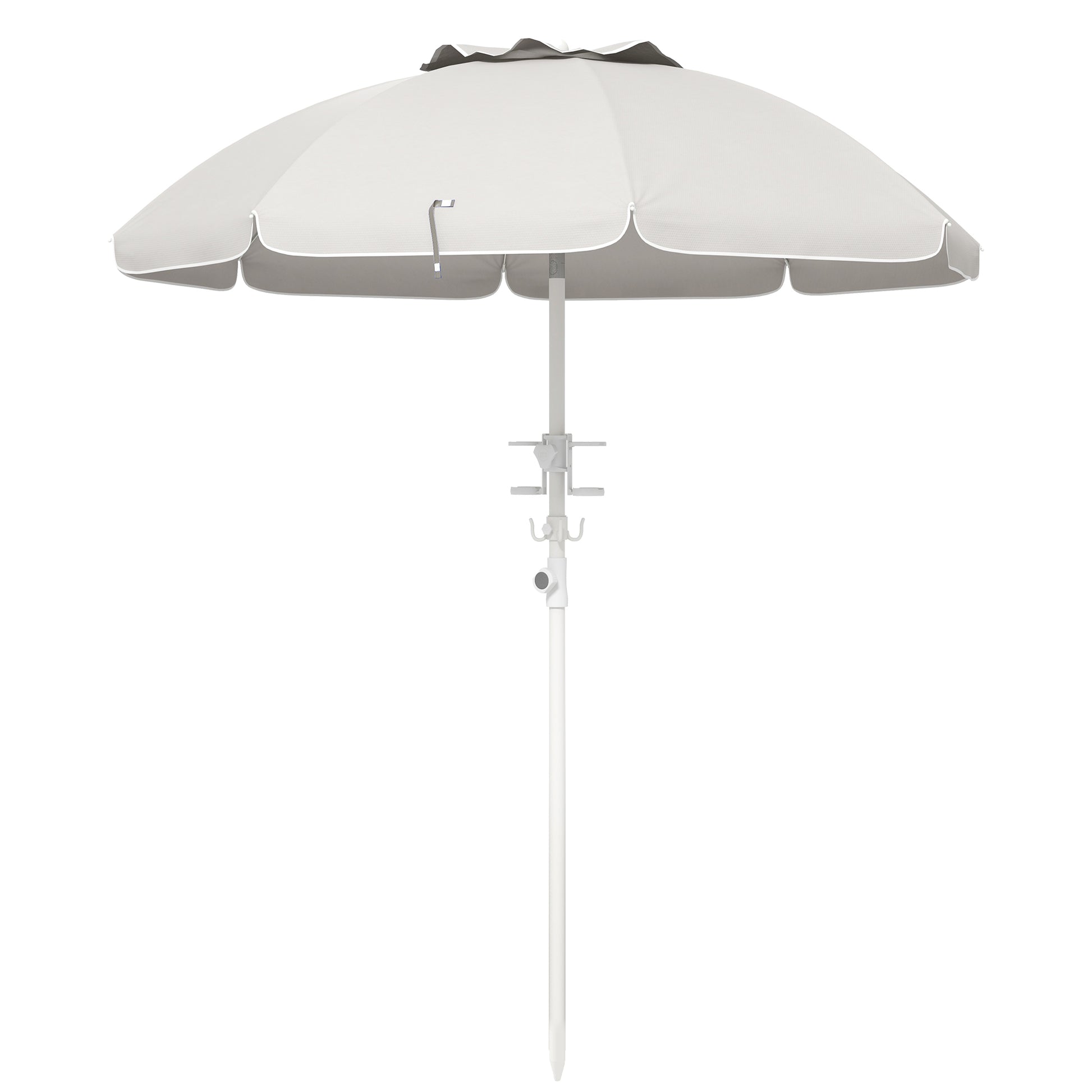 fiberglass pole patio umbrella tilt white Outsunny 5.7' Portable Beach Umbrella With Tilt, Adjustable Height, 2