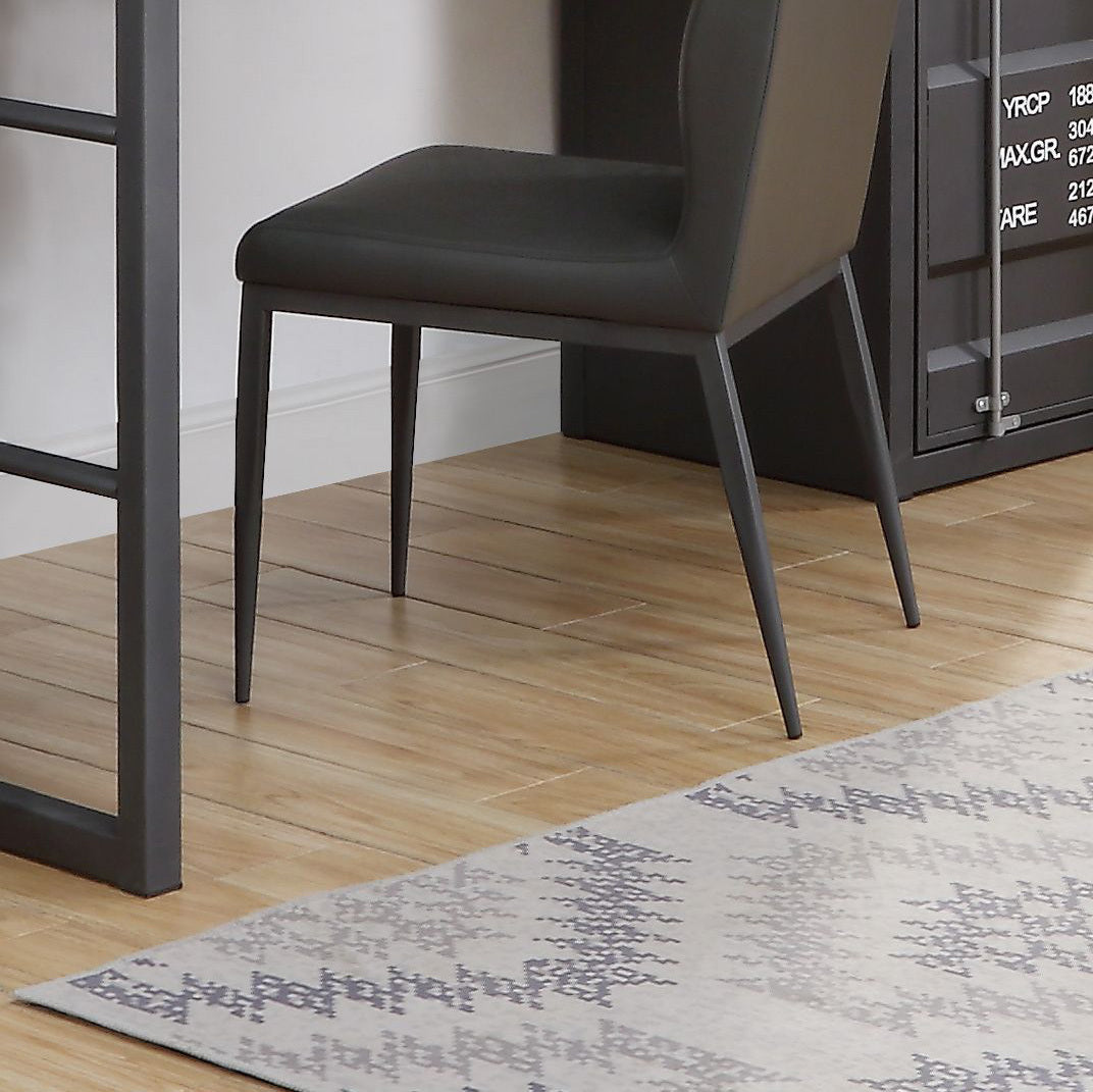 Grey And Gunmetal Chair With Metal Leg Gunmetal Primary Living Space Industrial Faux Leather