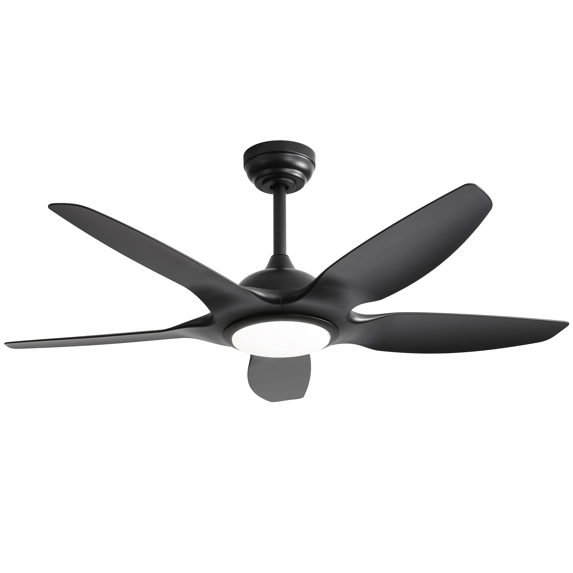 48 Inch Ceiling Fan With Dimmable Led Light And Remote Control, 5 Abs Blades Dc Motor Black Black Abs