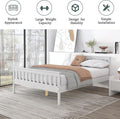 Queen Bed Frames With Headboard, Solid Wooden Platform Bed With Corner, Modern Low Profile Bed Frame, No Box Spring Needed, White Queen White Wood