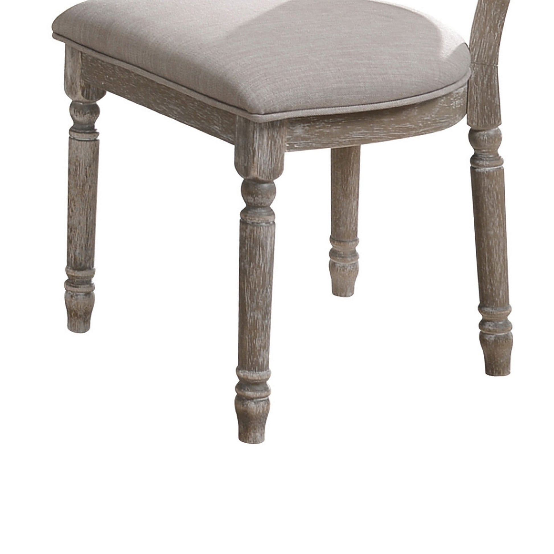 Wooden Chair With Fabric Upholstered Seating, Set Of 2, Gray And Brown Gray Wood Fabric