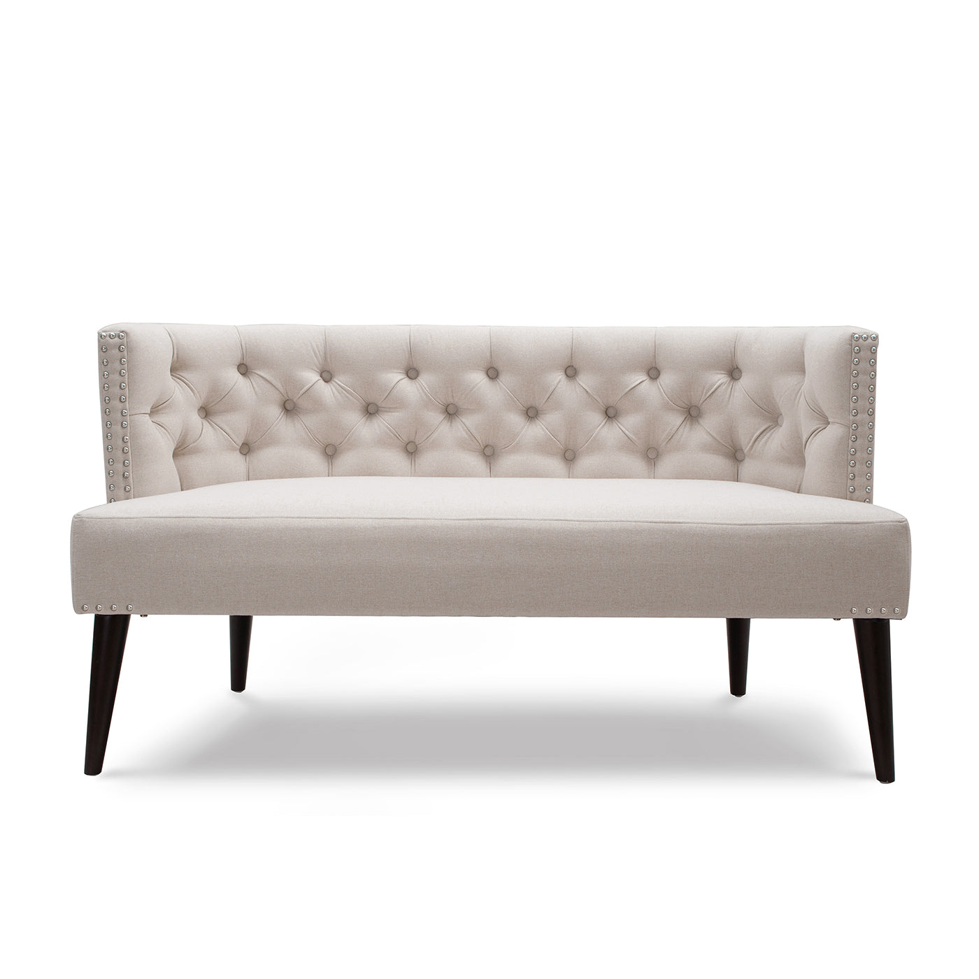 Celine Tufted Settee Accents, Sky Neutral Beige Polyester Beige Foam Polyester