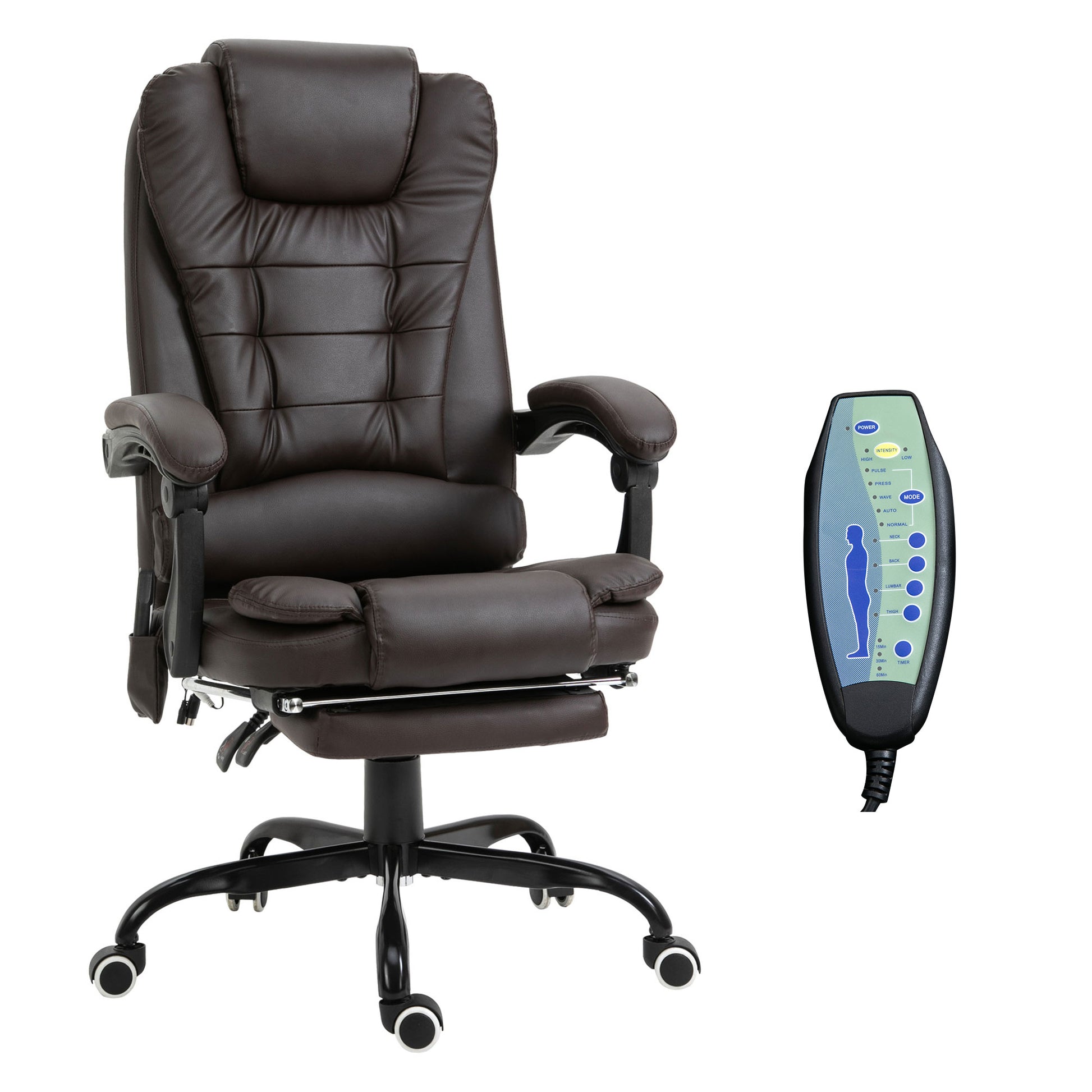 Vinsetto 7 Point Vibrating Massage Office Chair, High Back Executive Recliner With Lumbar Support, Footrest, Reclining Back, Adjustable Height, Brown ... Vinsetto 7 Point Vibrating Massage Office Chair, High Back Executive Recliner With Lumbar Support, Footrest, Reclining Back, Adjustable Height, Brown ...