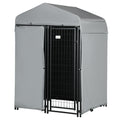 Pawhut 4' X 4' X 6' Outdoor Dog Kennel With Waterproof Canopy, Removable Windproof Walls, Dog Run Exercise Pen For Small & Medium Dogs, Chickens, Ducks Black Steel