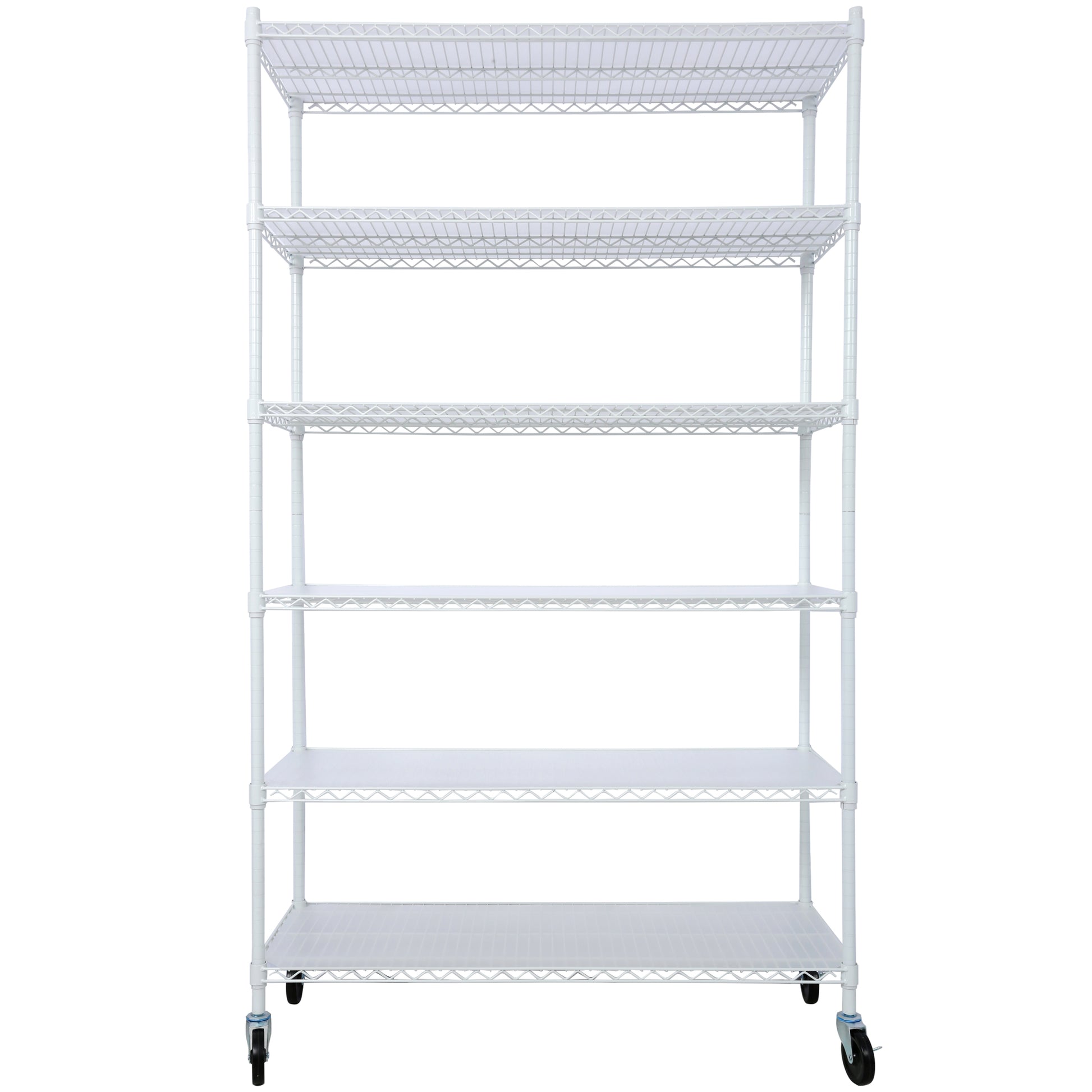 6 Tier 6000Lbs Capacity Nsf Metal Shelf Wire Shelving Unit, Heavy Duty Adjustable Storage Rack With Wheels & Shelf Liners For Commercial Grade Utility Steel Storage Rack, White 84"H X 48"L X 20"D White Metal