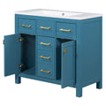 36'' Bathroon Vanity With Resin Sink Combo Set,Modern Freestanding Single Bathroom Cabinet With 4 Drawers & 2 Cabinets,Storage Cabinet For Bathroom, Solid Wood Frame Vanity Set, Blue 4 Blue 2 Adjustable Hinges Bathroom Freestanding Modern Solid Wood Mdf