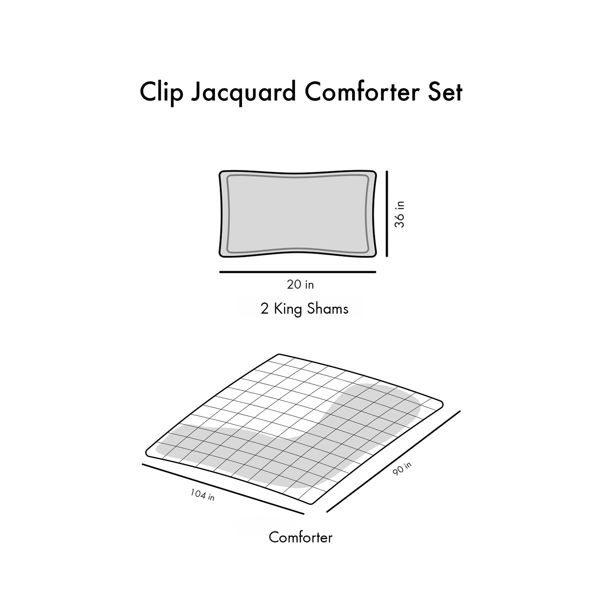 Clip Jacquard Comforter Set King Ivory Polyester