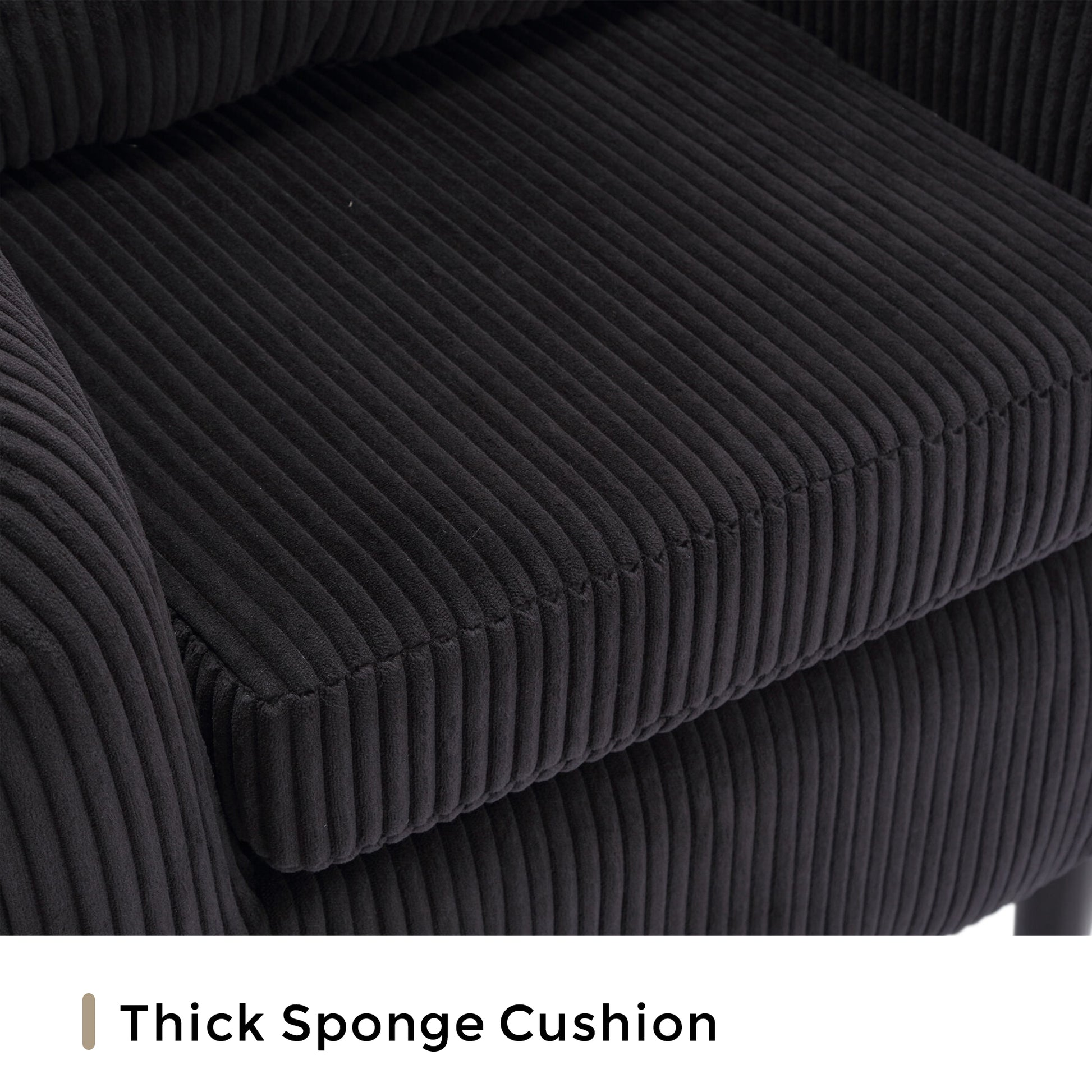 Coolmore Living Room Accent Barrel Chair, Century Modern Style Decorative Chair, Armchair For Living Room With Thick Cushions And Pillows, Comfy Single Sofa Chair, Chair With Wooden Legs,Black Black Corduroy