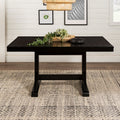 Classic Extendable Trestle Dining Table Antique Black Black Mdf