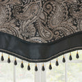 Jacquard Window Rod Pocket Valance With Beads Black 50X18
