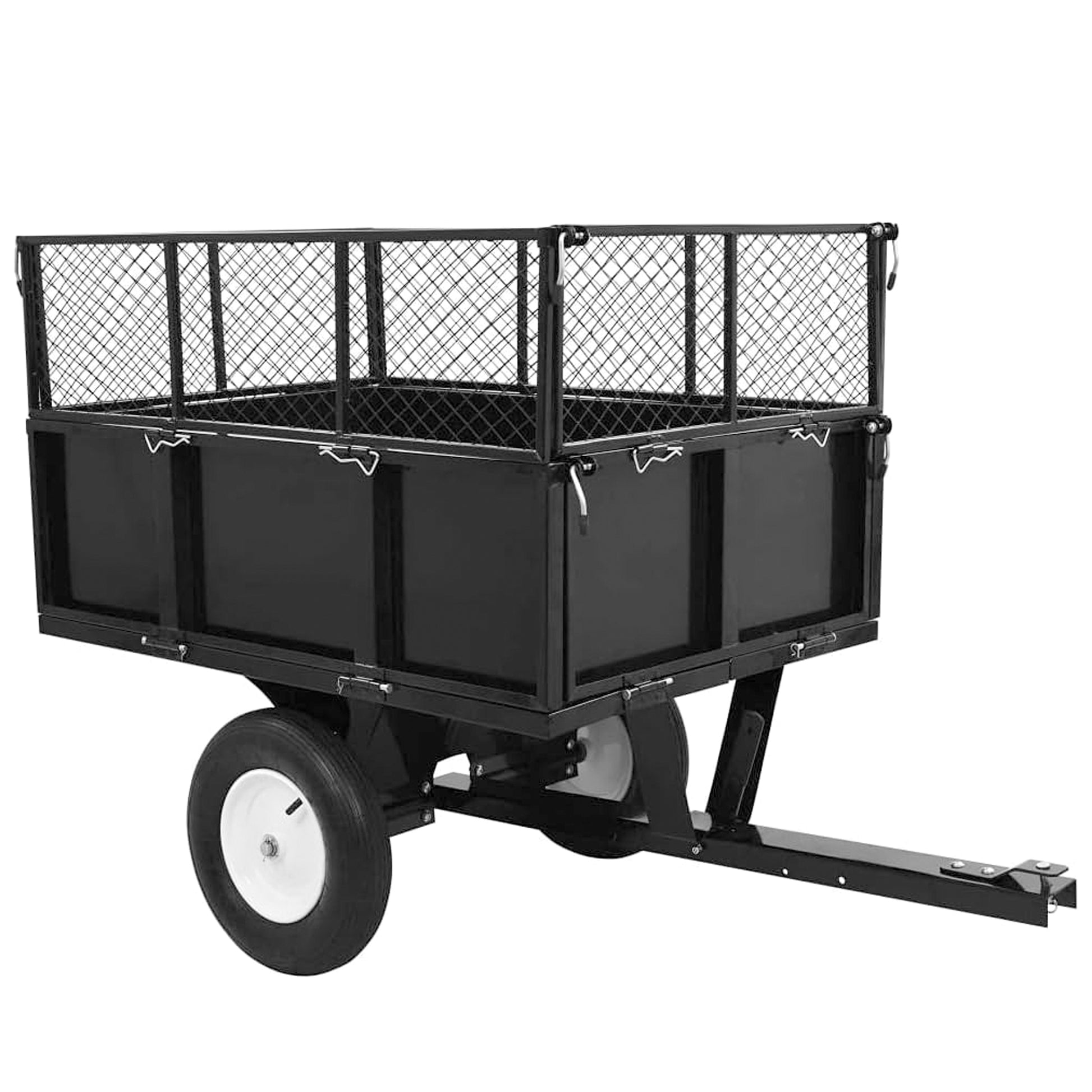 Heavy Duty Lawn Mower Trailer Steel Dump Truck, 661.4 Lbs Load, Garden Utility Trailer With Removable Sidewalls For Transporting Soil, Peat, Building Materials Black Iron