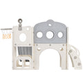 7 In 1 Toddler Slide Set, Freestanding Space Set With Slide, Kids Slide Playset Structure, Arch Tunnel And Basketball Hoop, Toy Storage Organizer For Toddlers, Kids Climbers Playground Grey White 50 99 Lbs Cute 1 To 2 Years Hdpe Indoor & Outdoor Use