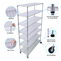 7 Tier Metal Shelf Wire Shelving Unit, 2450Lbs Heavy Duty Adjustable Storage Rack With Wheels & Shelf Liners For Closet Kitchen Garage Basement Commercial Shelving 81.5