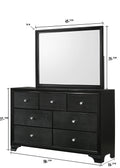 1Pc Modern Glam Style Black Finish Glam Seven Drawer Dresser Embossed Crocodile Pattern Wooden Bedroom Furniture Black Bedroom Modern Solid Wood