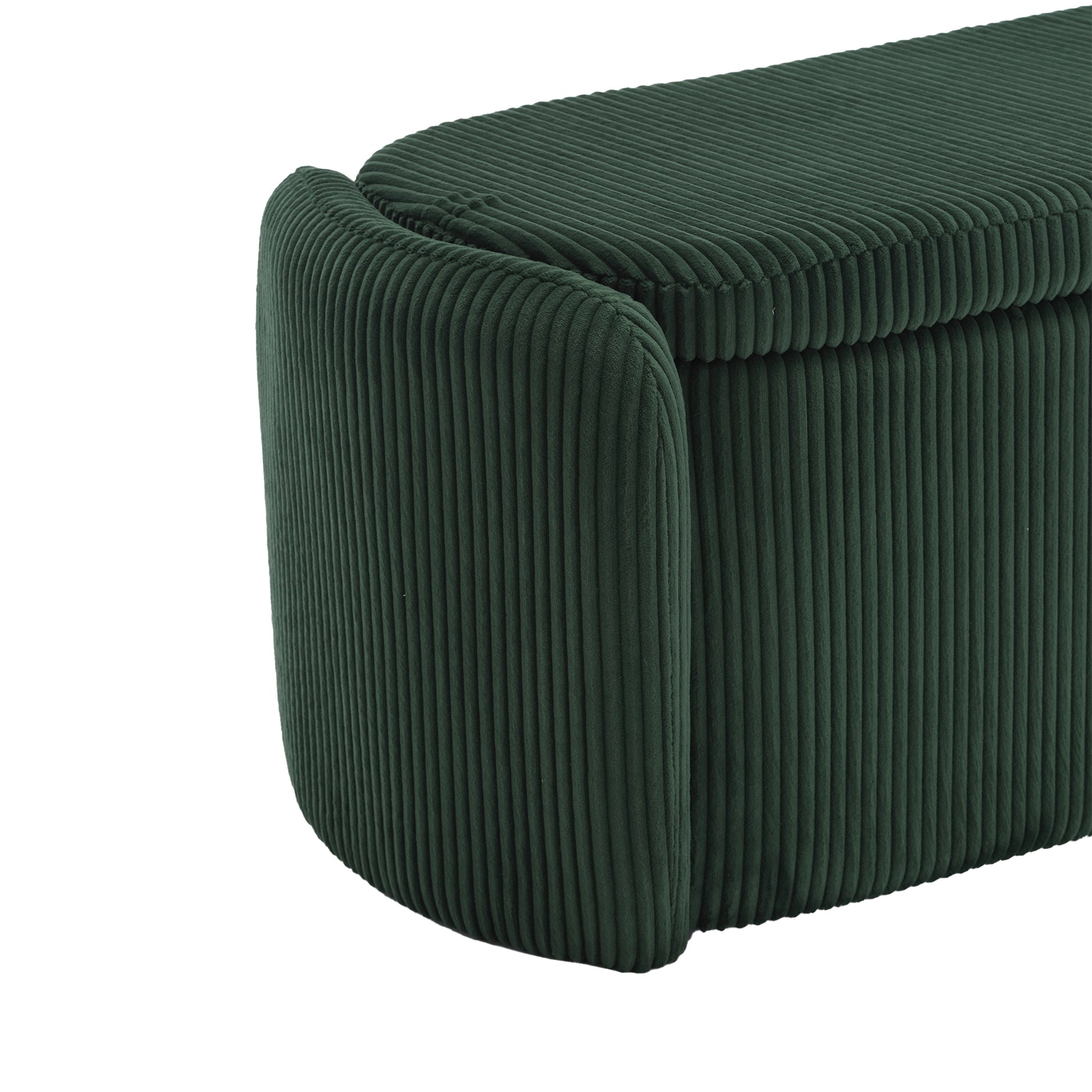 Coolmore Storage Ottoman,Bedroom End Bench,Upholstered Fabric Storage Ottoman With Safety Hinge, Entryway Padded Footstool, Ottoman Bench For Living Room & Bedroom Emerald Emerald Foam Corduroy