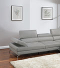 Light Gray Sectional Couch 2Pc Set Living Room Faux Leather Right Facing Chaise And Left Facing Sofa Adjustable Armrest Headrest Light Gray Faux Leather Primary Living Space Classic,Contemporary,Modern L Shaped Faux Leather,Metal,Solid Wood 5 Seat