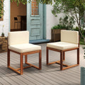 Patio Dining Chairs Set Of 2 Teak Beige Acacia Wood