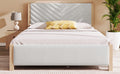 Modern Mid Century Queen Upholstered Platform Bed Frame With Tufted Headboard And Solid Wood Legs,No Box Spring Needed,Beige Box Spring Not Required Queen Beige Wood Bedroom Mid Century Modern,Modern Bed Frame Linen Wood