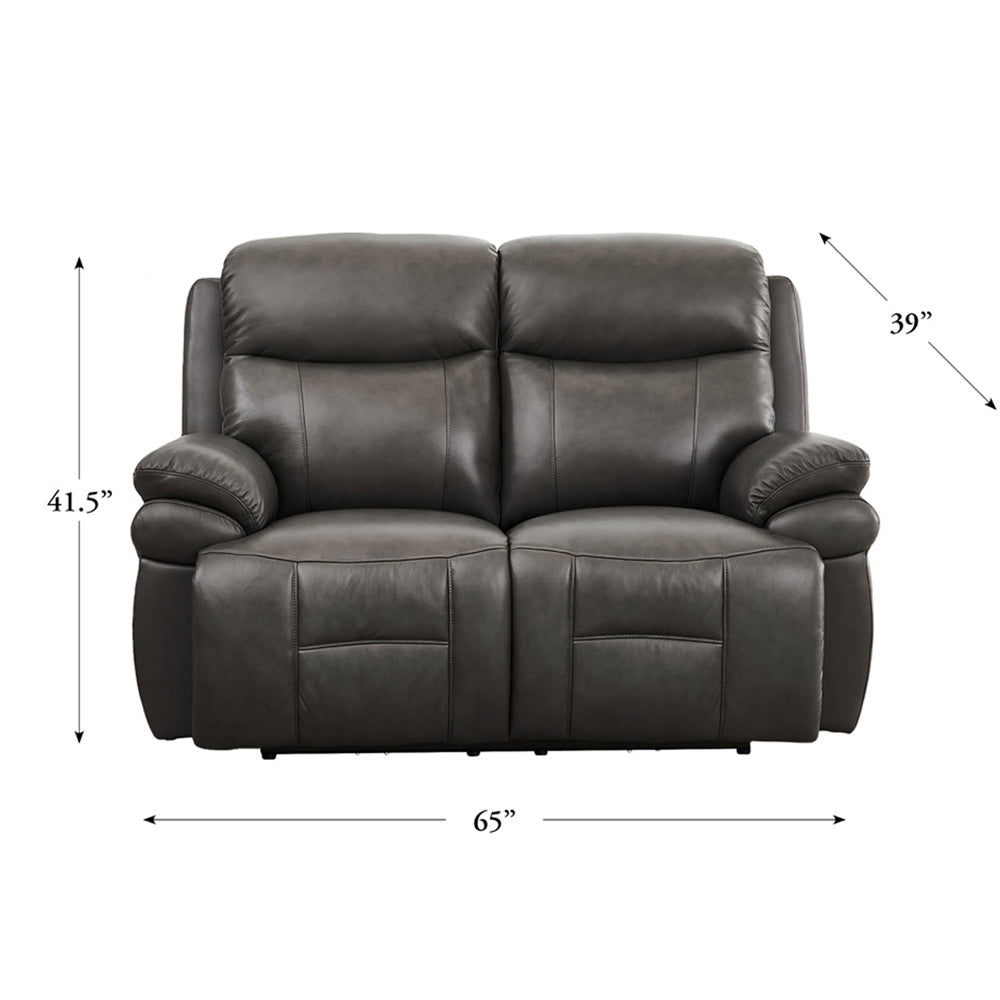 Springdale Power Headrest Zero Gravity Reclining Loveseat Gray Memory Foam Genuine Leather