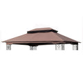 13X10 Ft Patio Double Roof Gazebo Replacement Canopy Top Fabric,Brown Brown Polyester