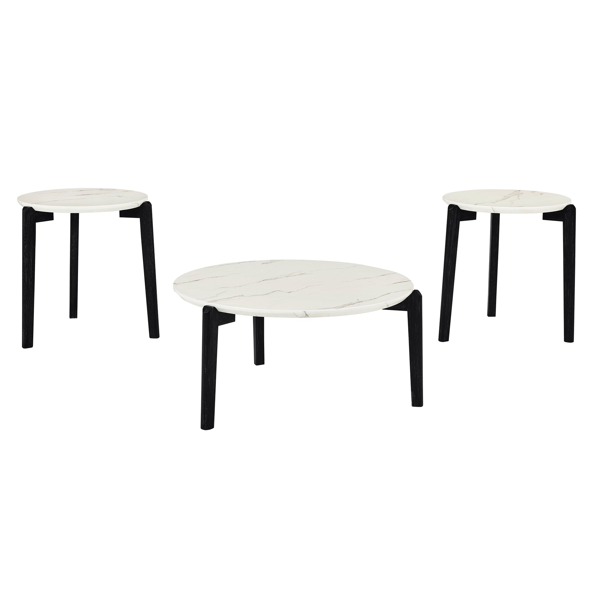 Living Room Coffee Table: Modern And Stylish 36 Inch Round Small Coffee Table, Imitation Marble Tabletop With Rubber Wood Solid Wood Legs, Wooden Coffee Table, Living Room, Office, Home Black White