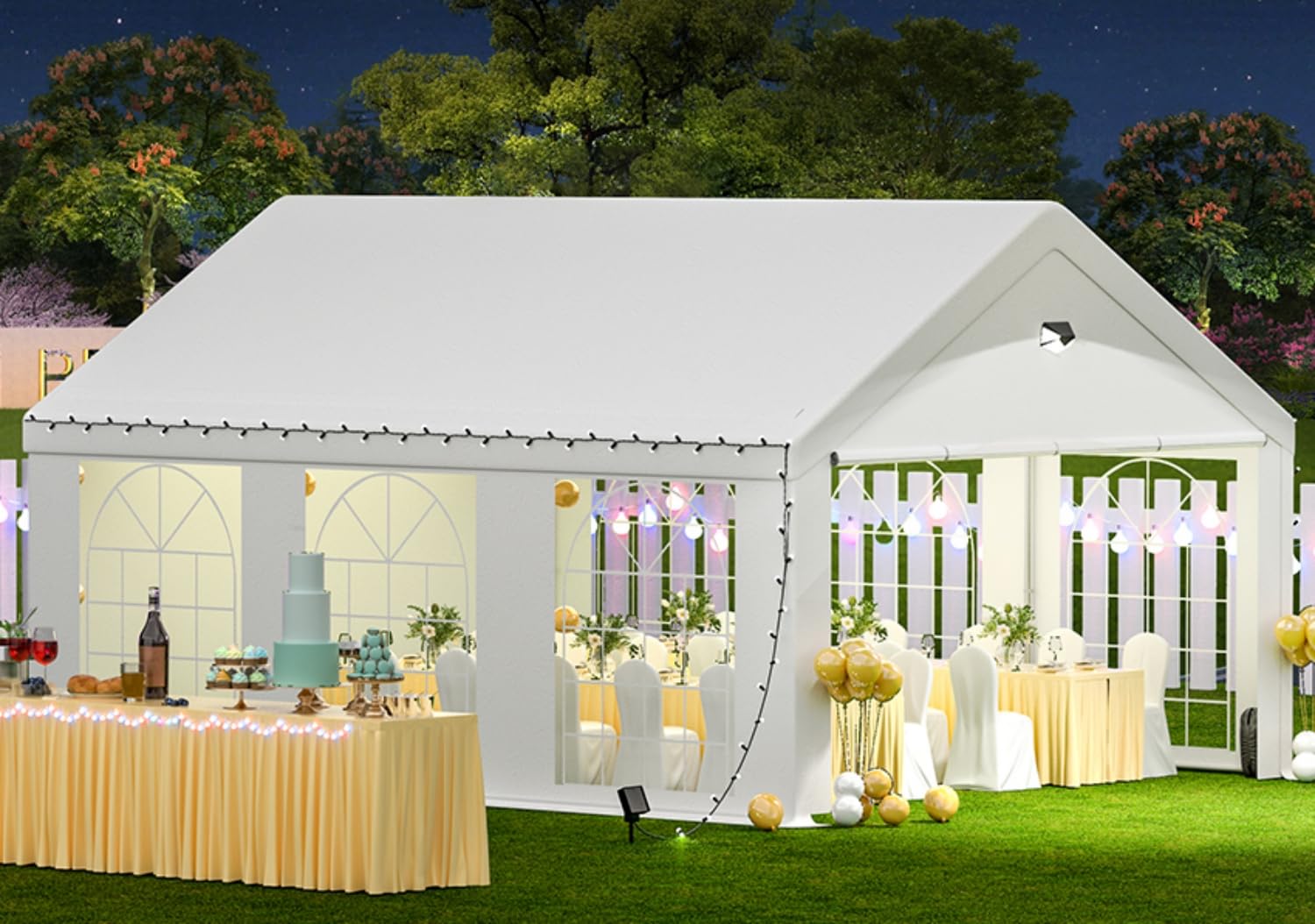 Sannwsg Party Tent 20X20Ft Heavy Duty Canopy Tent With Removable Sidewalls,2 Box Outdoor Waterproof Patio Camping Gazebo Shelter,Perfect For Wedding Holiday Birthday Bbq Backyard Evening Tent White Garden & Outdoor Metal Waterproof Fabric