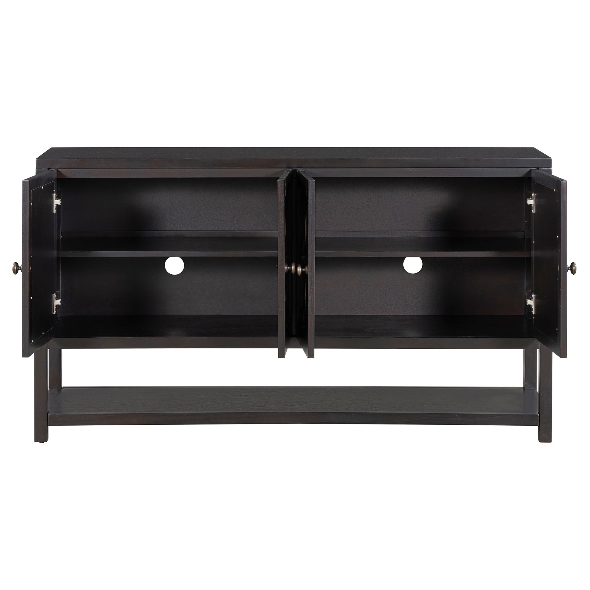 Elegant Retro Console Table Storage Cabinet Sideboard With Mirrored Doors, Spacious Shelves, And Durable Acacia Wood Legs Perfect For Living Room, Dining Room, Or Entryway Espresso Espresso Primary Living Space Solid Wood Mdf