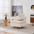 Swivel Barrel Chair For Living Room,360 Degree Swivel Club Modern Accent Single Sofa Chair, Small Leisure Arm Chair For Nursery, Hotel, Bedroom, Office Beige Primary Living Space Modern Linen