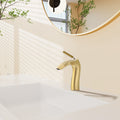 Brushed Gold Single Handle Lavatory Basin Sink Faucet One Brushed Gold Deck Mounted Single Hole Faucets Bathroom Gold Contemporary Brass Manual