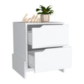 Luss Nightstand, Bedside Table With 2 Drawers White 2 Drawers Rectangle Modern Shelf Particle Board Engineered Wood