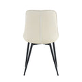 Modern Creamy White Fabric Dining Chair With Stylish Grid Pattern Cream White Pu