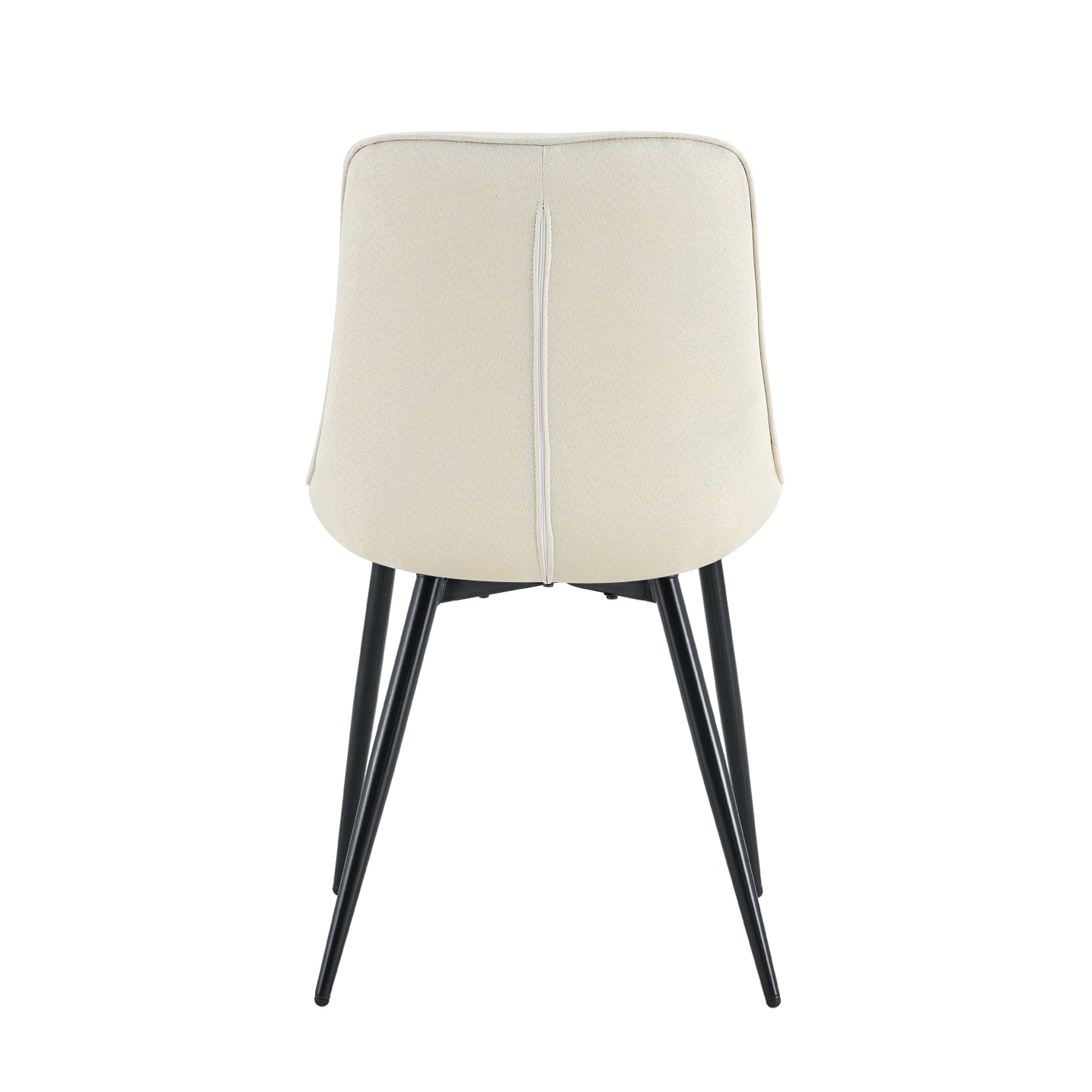 Modern Creamy White Fabric Dining Chair With Stylish Grid Pattern Cream White Pu