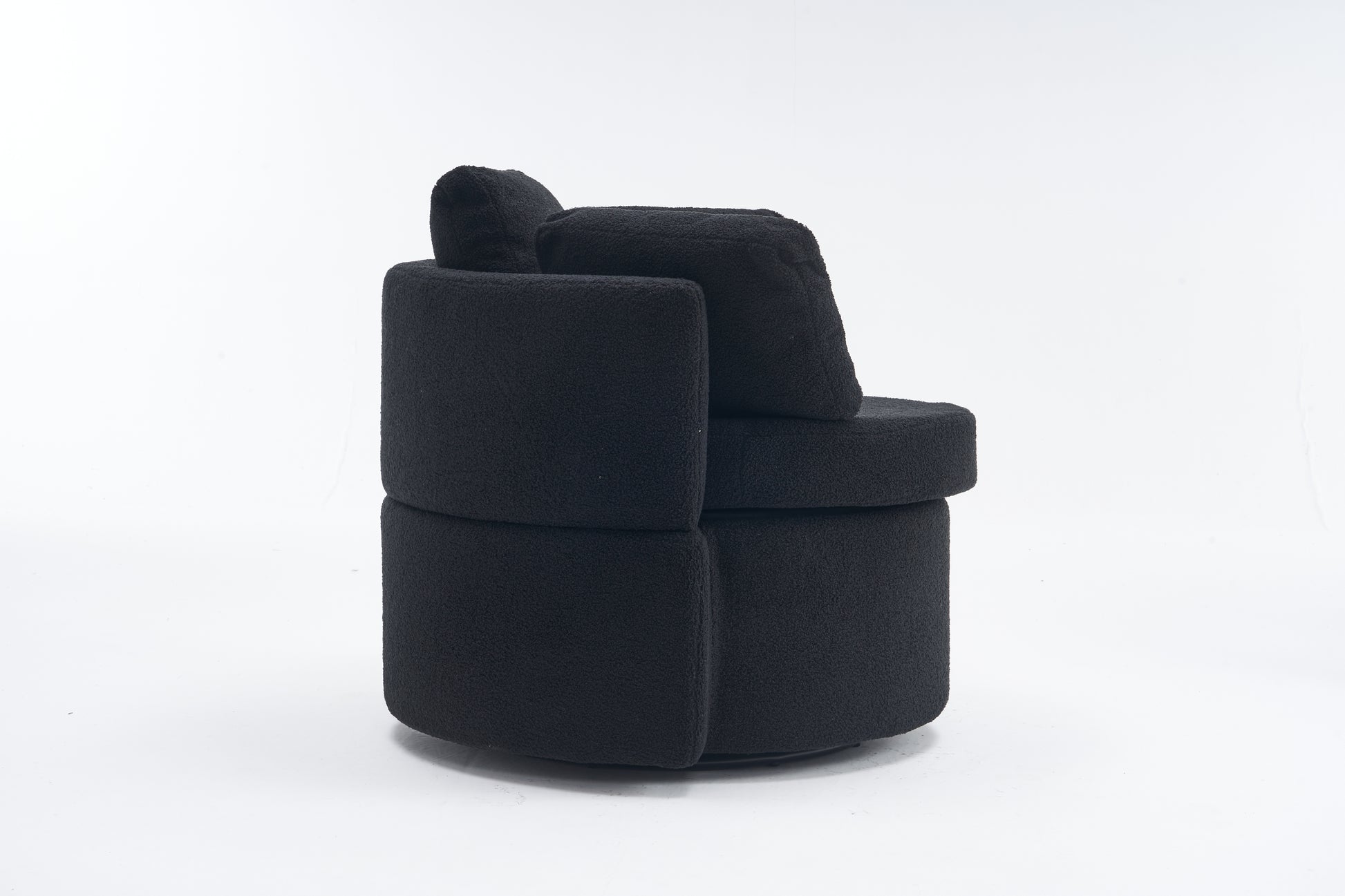 029 Teddy Fabric Swivel And Storage Chair With Back Cushion For Living Room,Black Black Primary Living Space Modern Foam Teddy