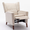 Mid Century Chenille Wingback Recliner Chair, Button Tufted Design Pushback Recliner Chair With Armrest And Solid Wood Legs, For Bedroom Living Room, Tan Tan Chenille
