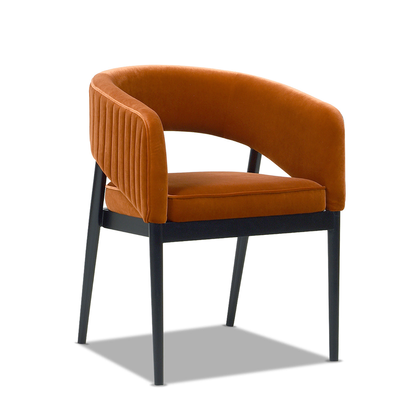 Mirah Modern Open Barrel Dining Chair, Burnt Orange Performance Velvet Burnt Orange Foam Velvet